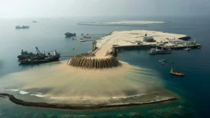 China’s artificial islands appeared in satellite images like someone dropped Lego bricks in the ocean