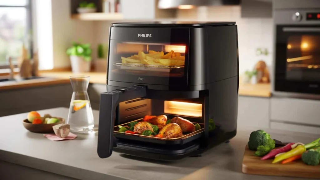 Philips Airfryer Vertical Duo frees up 40% more counter space with stacked twin drawers