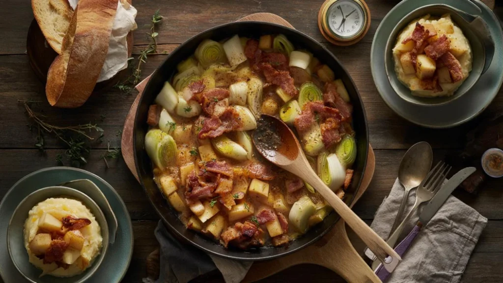 This 10-minute leek apple bacon skillet feeds my entire family when I have zero time to cook