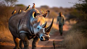 This tiny bird’s nervous cry decides whether a 2-ton rhino lives or dies in the wild