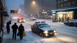 Businesses refuse to close despite heavy snow warning that has authorities begging drivers to stay home